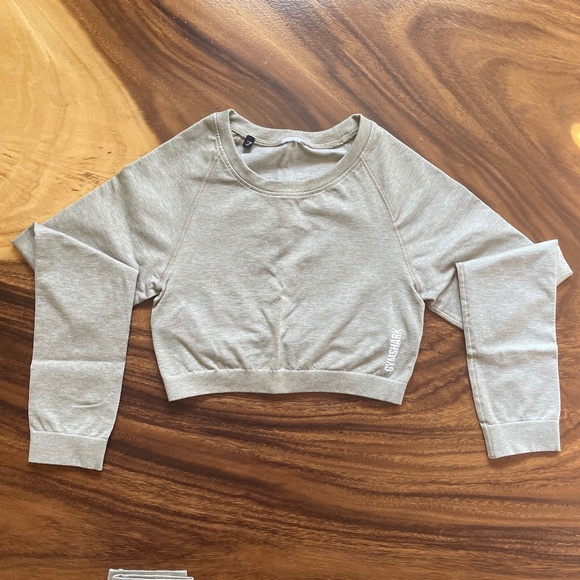 Gymshark 2 Piece Set, Adapt Marl Seamless Crop Top and Leggings,  Beige, Size M - Picture 4 of 12